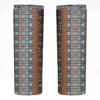African Ndebele Traditional Attire Skinny Tumbler Brown Ndebele Stripe