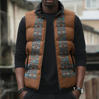 African Ndebele Traditional Attire Sleeveless Puffer Jacket Brown Ndebele Stripe