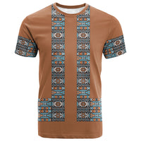 African Ndebele Traditional Attire T shirt Brown Ndebele Stripe