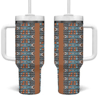 African Ndebele Traditional Attire Tumbler With Handle Brown Ndebele Stripe