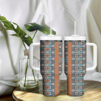 African Ndebele Traditional Attire Tumbler With Handle Brown Ndebele Stripe