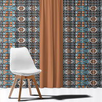 African Ndebele Traditional Attire Window Curtain Brown Ndebele Stripe