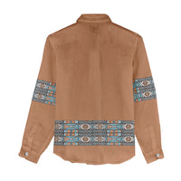 African Ndebele Traditional Attire Women Casual Shirt Brown Ndebele Stripe