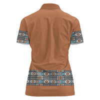 African Ndebele Traditional Attire Women Polo Shirt Brown Ndebele Stripe