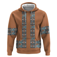 African Ndebele Traditional Attire Zip Hoodie Brown Ndebele Stripe