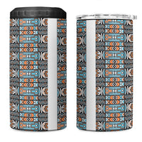 African Ndebele Traditional Attire 4 in 1 Can Cooler Tumbler White Ndebele Stripe