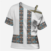 African Ndebele Traditional Attire Cross Shoulder Shirt White Ndebele Stripe