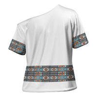 African Ndebele Traditional Attire Cross Shoulder Shirt White Ndebele Stripe