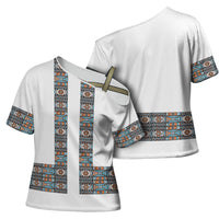 African Ndebele Traditional Attire Cross Shoulder Shirt White Ndebele Stripe