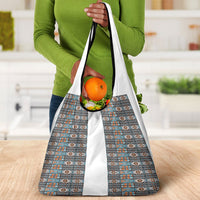 African Ndebele Traditional Attire Grocery Bag White Ndebele Stripe