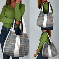 African Ndebele Traditional Attire Grocery Bag White Ndebele Stripe