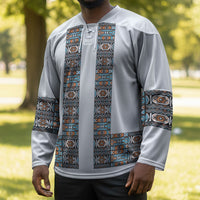 African Ndebele Traditional Attire Hockey Jersey White Ndebele Stripe