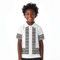 African Ndebele Traditional Attire Kid Polo Shirt White Ndebele Stripe