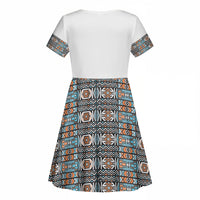 African Ndebele Traditional Attire Kid Short Sleeve Dress White Ndebele Stripe