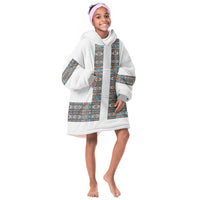 African Ndebele Traditional Attire Kid Wearable Blanket Hoodie White Ndebele Stripe