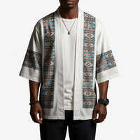 African Ndebele Traditional Attire Kimono White Ndebele Stripe