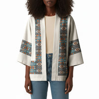 African Ndebele Traditional Attire Kimono White Ndebele Stripe