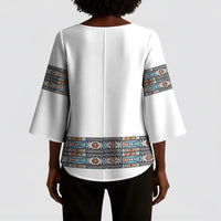 African Ndebele Traditional Attire Kimono Sleeve Blouse White Ndebele Stripe