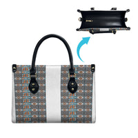 African Ndebele Traditional Attire Leather Bag White Ndebele Stripe