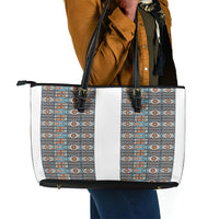 African Ndebele Traditional Attire Leather Tote Bag White Ndebele Stripe