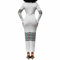 African Ndebele Traditional Attire Long Sleeve Bodycon Dress White Ndebele Stripe