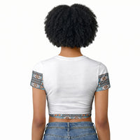 African Ndebele Traditional Attire Raglan Cropped T shirt White Ndebele Stripe