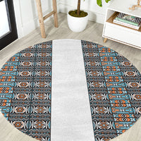 African Ndebele Traditional Attire Round Carpet White Ndebele Stripe