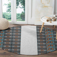 African Ndebele Traditional Attire Round Carpet White Ndebele Stripe