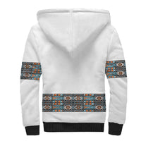 African Ndebele Traditional Attire Sherpa Hoodie White Ndebele Stripe