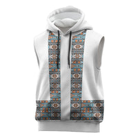 African Ndebele Traditional Attire Sleeveless Hoodie White Ndebele Stripe