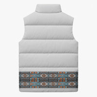 African Ndebele Traditional Attire Sleeveless Puffer Jacket White Ndebele Stripe