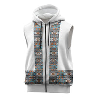 African Ndebele Traditional Attire Sleeveless Zip Hoodie White Ndebele Stripe