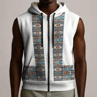 African Ndebele Traditional Attire Sleeveless Zip Hoodie White Ndebele Stripe