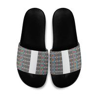 African Ndebele Traditional Attire Slide Sandals White Ndebele Stripe