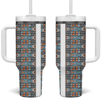 African Ndebele Traditional Attire Tumbler With Handle White Ndebele Stripe