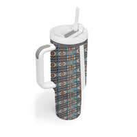 African Ndebele Traditional Attire Tumbler With Handle White Ndebele Stripe