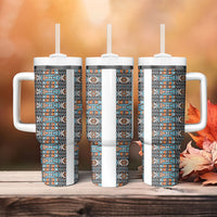 African Ndebele Traditional Attire Tumbler With Handle White Ndebele Stripe