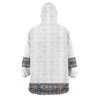 African Ndebele Traditional Attire Wearable Blanket Hoodie White Ndebele Stripe