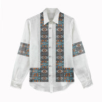 African Ndebele Traditional Attire Women Casual Shirt White Ndebele Stripe