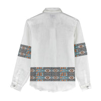 African Ndebele Traditional Attire Women Casual Shirt White Ndebele Stripe