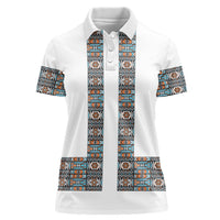 African Ndebele Traditional Attire Women Polo Shirt White Ndebele Stripe