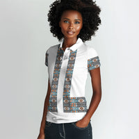 African Ndebele Traditional Attire Women Polo Shirt White Ndebele Stripe