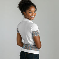 African Ndebele Traditional Attire Women Polo Shirt White Ndebele Stripe