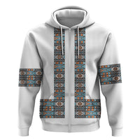 African Ndebele Traditional Attire Zip Hoodie White Ndebele Stripe