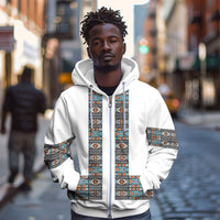 African Ndebele Traditional Attire Zip Hoodie White Ndebele Stripe