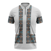 African Ndebele Traditional Attire Zipper Polo Shirt White Ndebele Stripe