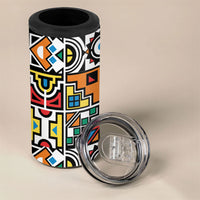 African Geometric Ndebele Patterns 4 in 1 Can Cooler Tumbler