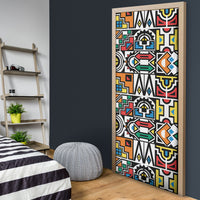 African Geometric Ndebele Patterns Door Cover