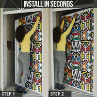 African Geometric Ndebele Patterns Door Cover