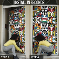 African Geometric Ndebele Patterns Door Cover